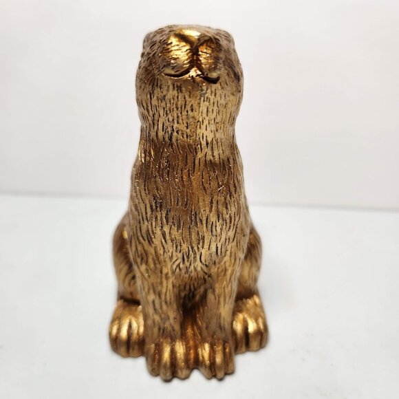 Gold Tone Easter Bunny Rabbit Figurine Target Retro Antique Style Bullseye Decor - Picture 3 of 12